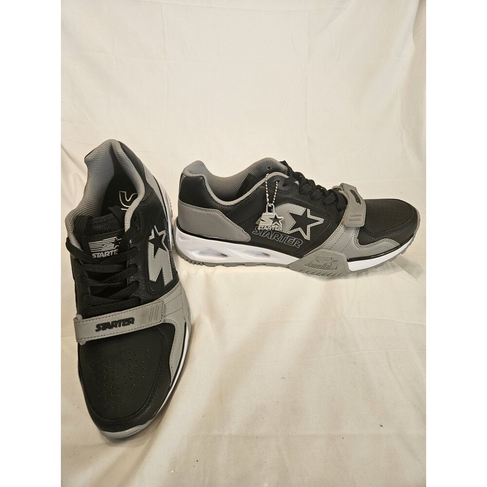 Starter Men’s Low Top Lace-Up Hook & Loop Athletic Sneakers Black/Gray/White